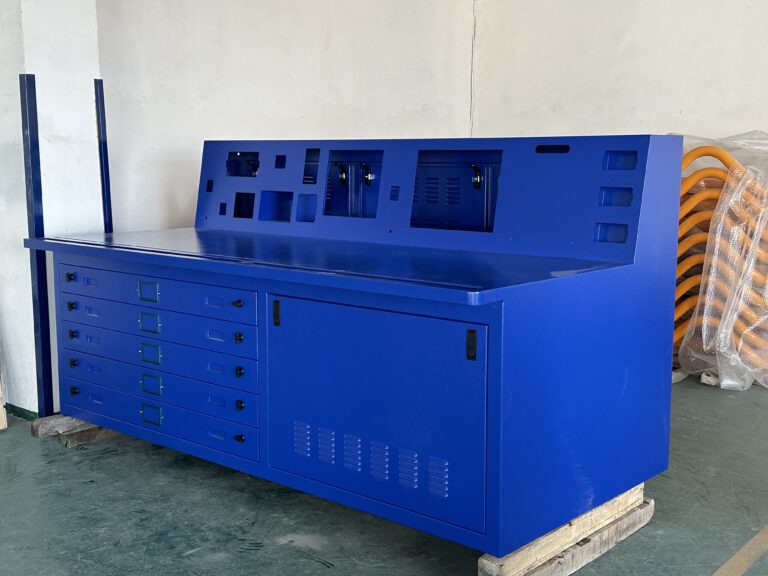 alt="blue electrical console enclosure"